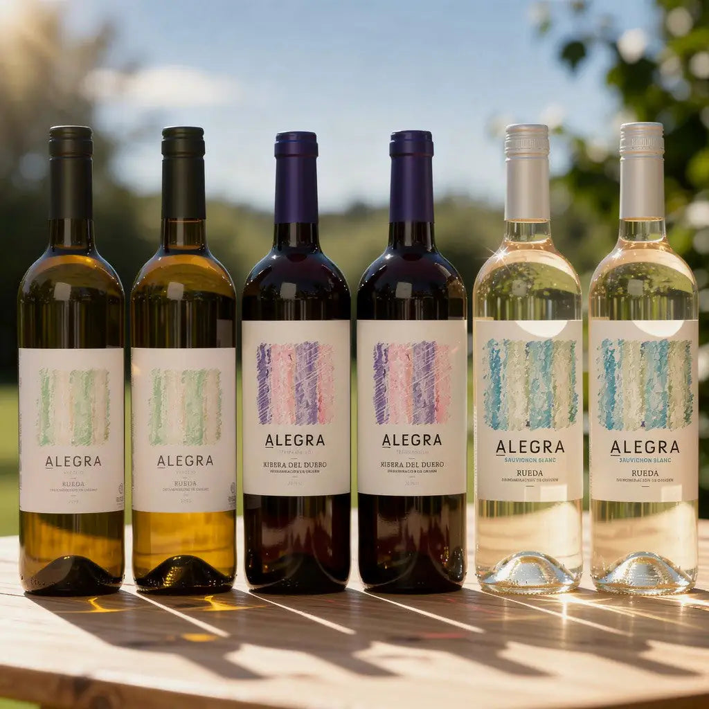Vin smagekasse fra Alegra i sommerlige omgivelser