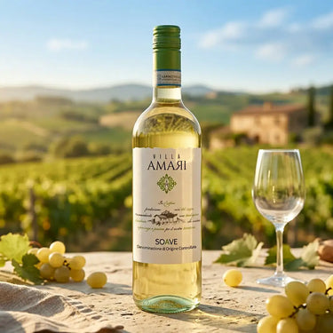 Villa Amari SOAVE DOC 2024 hvidvin i sommer omgivelser
