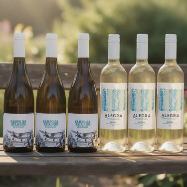 6 hvidvin på en bænk - Sauvignon Blanc hvidvinskasse
