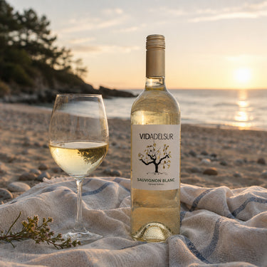 Sauvignon Blanc hvidvins flaske på standen -